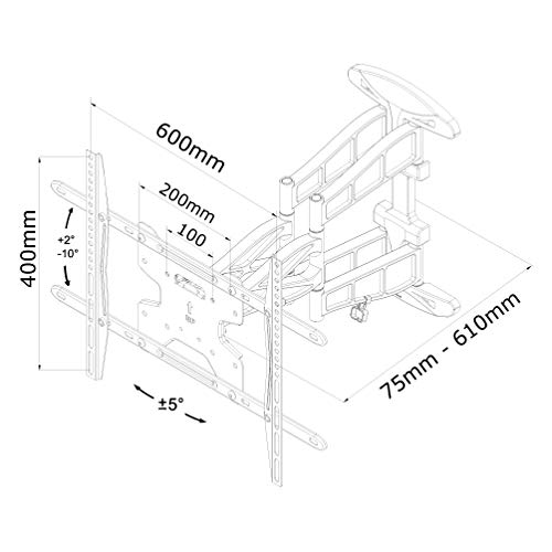 NewStar TV/Monitor Wall Mount (Full Motion) for 32"-75" Screen - Black - Wall mount for LCD display - black - screen size: 32"-75"