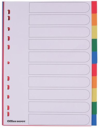 Best Value Polypropylene punched Divider A4 10 Part Colour Tabs