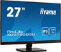 iiyama ProLite XU2792QSU-B1 - LED monitor - 27" (27" viewable) - 2560 x 1440 QHD @ 70 Hz - IPS - 350 cd/m - 1000:1 - 5 ms - HDMI, DVI, DisplayPort - speakers - black