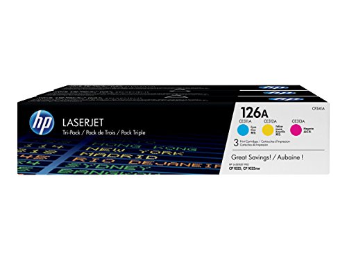 Best Value HP CF341A 126A Original LaserJet Toner Cartridges, Cyan/Magenta/Yellow, Pack of 3