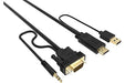 VISION Professional installation-grade HDMI to VGA-and-Minijack cable - LIFETIME WARRANTY - HDMI v1.3 max 1920 x 1080 - active chip -VGA to HDMI not supported - gold plated connectors - HDMI (M) to VGA (M) + mini jack (M) - outer diameter 6.0 mm - 28 AWG - 2 m - black