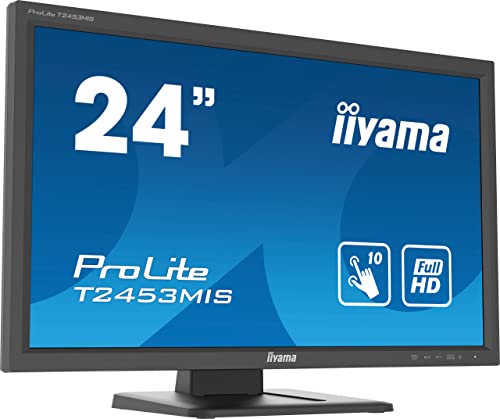 iiyama ProLite T2453MIS-B1 - LED monitor - 24" (23.6" viewable) - touchscreen - 1920 x 1080 Full HD (1080p) @ 60 Hz - VA - 250 cd/m² - 3000:1 - 4 ms - HDMI, VGA, DisplayPort - speakers - matte black