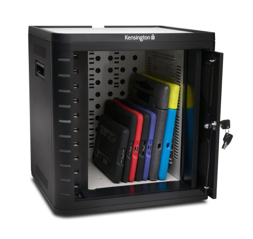 Kensington new Charge and Sync secure cabinet in Black for upto 10 universal tablets , has adjustable shelves to allow tabs in their protective cases - K37862EU