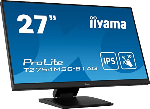 iiyama ProLite T2754MSC-B1AG - LED monitor - 27" - touchscreen - 1920 x 1080 Full HD (1080p) @ 60 Hz - IPS - 300 cd/m² - 1000:1 - 4 ms - HDMI, VGA - speakers - matte black