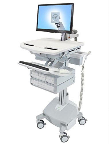 Ergotron StyleView - Cart for LCD display / keyboard / mouse / CPU / notebook / barcode scanner (open architecture) - medical - aluminium, zinc-plated steel, high-grade plastic - grey, white, polished aluminium - screen size: up to 24" - output: AC 230 V - 40 Ah - lithium