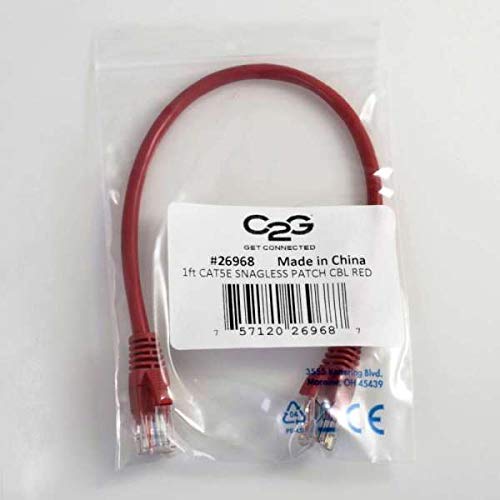 C2G Cat5e Booted Unshielded (UTP) Network Patch Cable - Patch cable - RJ-45 (M) to RJ-45 (M) - 7 m - UTP - CAT 5e - molded, snagless, stranded - red