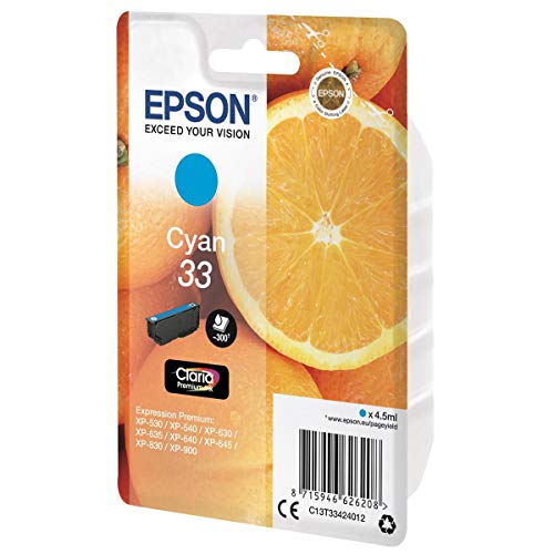 Epson 33 - 4.5 ml - cyan - original - blister - ink cartridge - for Expression Home XP-635, 830, Expression Premium XP-530, 540, 630, 635, 640, 645, 830, 900