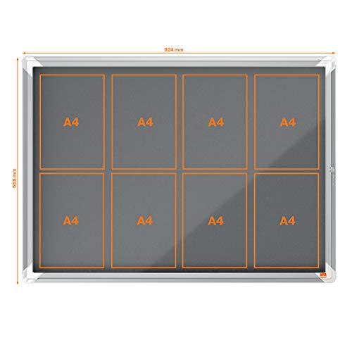 Nobo Premium Plus Grey Felt Lockable Notice Board 8Xa4 Dd