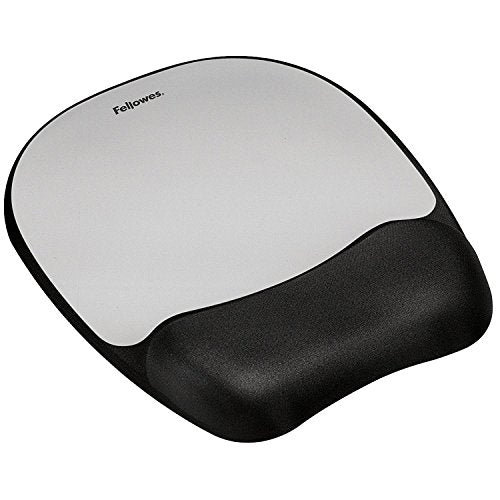 Best Value Fellowes Memory Foam Mouse Pad With Wrist Rest - Silver Streak