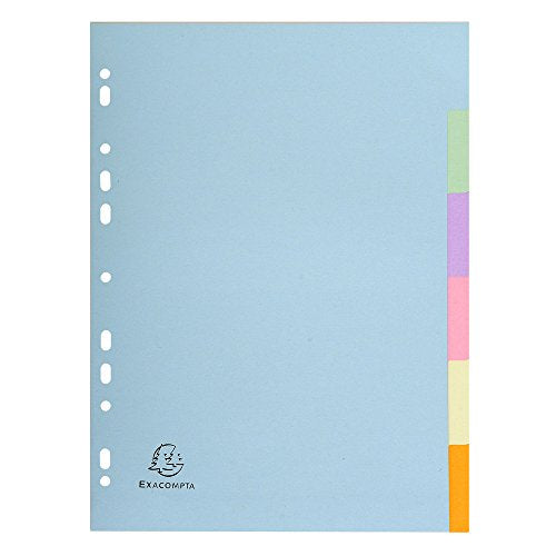 Best Value Exacompta Forever 6 Parts Plain Dividers, A4 - Assorted pastel Colours