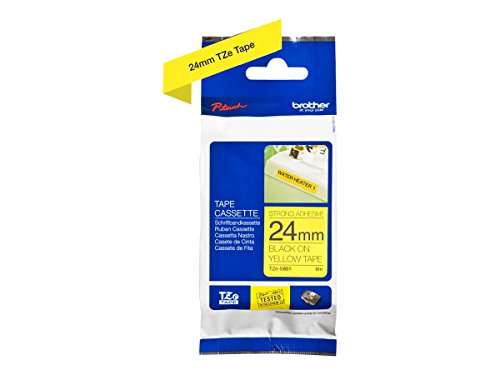 Best Value Brother TZe-S651 Labelling Tape Cassette, Black on Yellow, 24 mm (W) x 8 m (L), Strong Adhesive, Brother Genuine Supplies