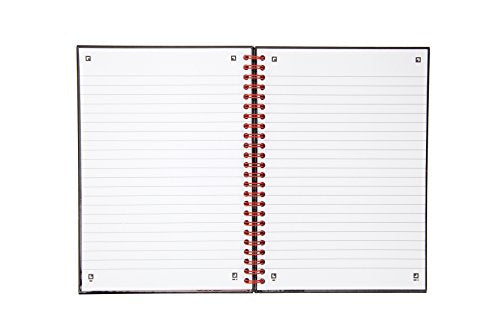 Best Value Oxford Black n' Red A5 Glossy Hardback Wirebound Notebook, Ruled and Perforated, 140 Page, 1 Notebook