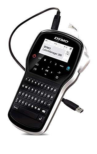 DYMO LabelManager 280 S0968960 Label Printer. Rechargeable battery pack, Large screen with print preview, Stores up to 9 frequently used labels, Create batches of labels quickly - print up to 10 copies of the same label, easy navigation, quick access buttons. Customize labels with any fonts and graphics on your computer through PC or Mac* connection. Compatible with Windows Vista, Windows 8, Windows 7, Windows XP, Mac OS X 10.5 or later - Intel only Type text quickly on the computer-style keyboa