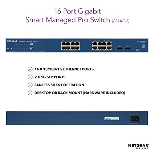 ProSAFE 16-Port Gigabit Fanless Smart Switch (With 2x Dedicated SFP Ports)