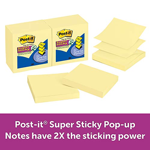 Best Value Post it Notes Super Sticky Z-Notes, 76mm x 76mm, Canary Yellow, 6 pads, 90 sheets per pad