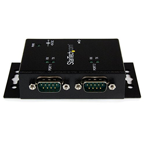 Startech 2-Port Industrial Wall Mountable USB to Serial Adapter Hub with DIN Rail Clips