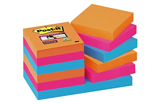 Best Value Post-it 7100041909 Super Sticky Notes, 47.6mm x 47.6mm, Bangkok Colour Collection, 12 pads, 90 sheets per pad