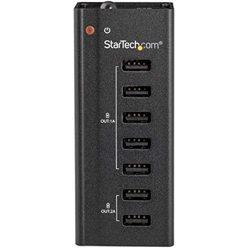 StarTech.com 7 Port USB Charging Station with 5x 1A Ports & 2x 2A Ports - Standalone USB Charging Strip for Multiple Devices (ST7C51224EU)