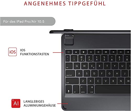 Brydge 10.5 Inches AZERTY French Bluetooth Wireless Keyboad for Apple iPad Air 3rd Generation iPad Pro Lightweight Aluminum Body Backlit Keys Space Gr