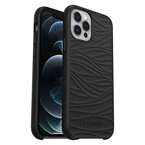 LifeProof WAKE - Back cover for mobile phone - ocean-based recycled plastic - black, mellow wave pattern - for Apple iPhone 12, 12 Pro