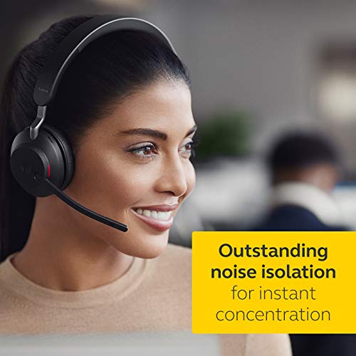 Jabra Evolve 2 65 UC Bluetooth 5.0 USB A Noise Isolating On Ear Mono Headset DSP Function Boom Microphone