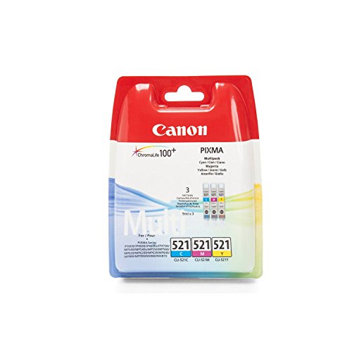 Canon CLI-521 - 2934B010 - 1 x Yellow,1 x Cyan,1 x Magenta - Multipack - Ink tank - For PIXMA iP3600,iP4700,MP540,MP550,MP560,MP620,MP630,MP640,MP980,MP990,MX860,MX870