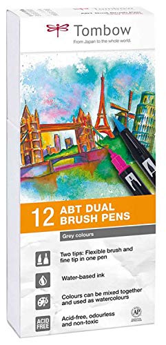 Best Value Tombow ABT Dual Brush Pen - Grey (Pack of 12)