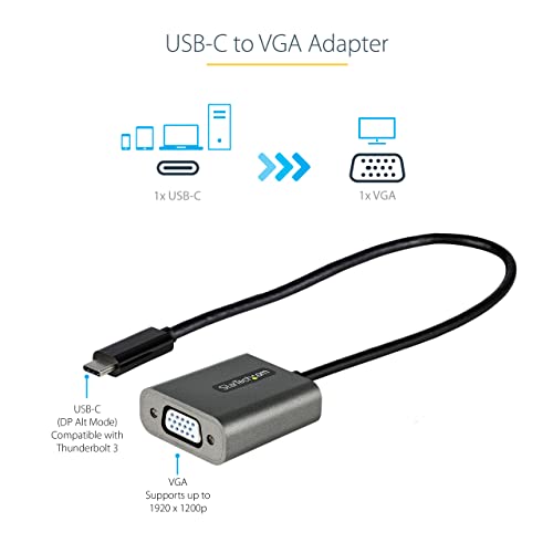 StarTech 1080p USB C to VGA Adapter 12 Inch Cable