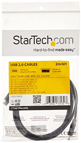 StarTech 2m USB C to Mini USB Cable Male to Male