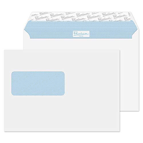 Best Value Blake Premium Office C5 162 x 229 mm 120 gsm Peel & Seal Wallet Standard Window Envelopes (34216) Ultra White Wove - Pack of 500