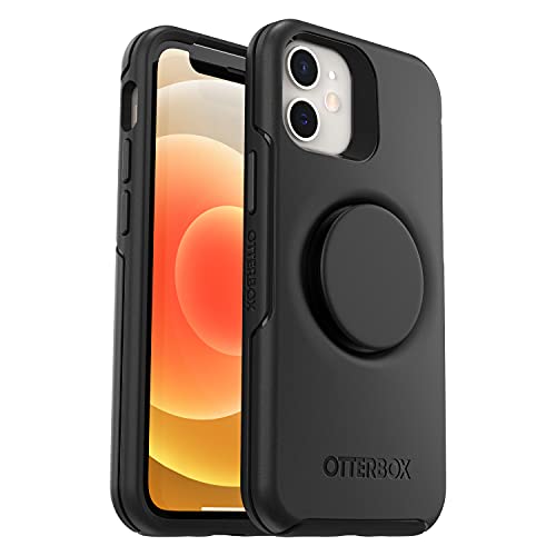 OtterBox Otter + Pop Symmetry Series - Back cover for mobile phone - polycarbonate, synthetic rubber - black - for Apple iPhone 12 mini