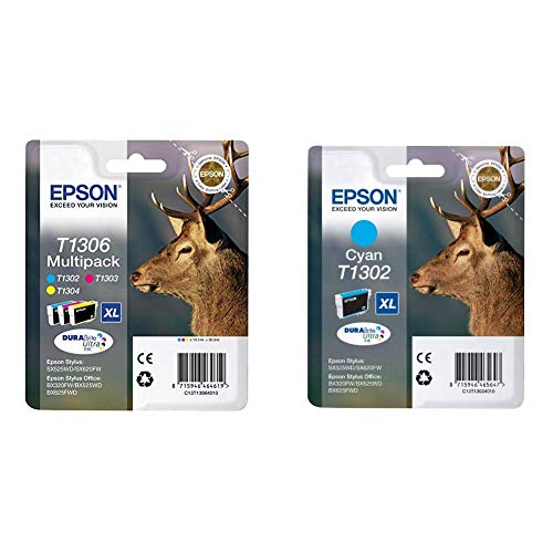 Epson T1306 Multipack - 3-pack - 30.3 ml - XL - yellow, cyan, magenta - original - ink cartridge - for Stylus Office BX630, BX635, BX935, WorkForce WF-3010, 3520, 3530, 3540, 7015, 7515, 7525