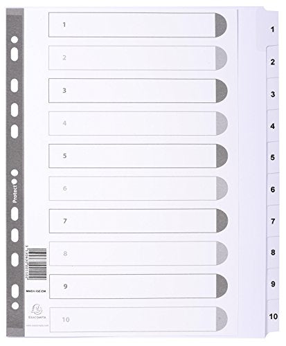 Best Value Exacompta Mylar Printed Indices, A4 Maxi, 10 Parts (1-10) - White