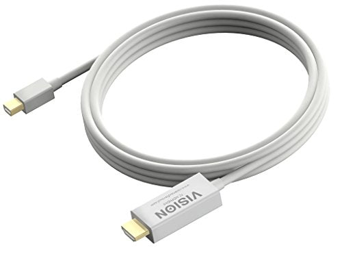 VISION Professional installation-grade Mini DisplayPort to HDMI cable - LIFETIME WARRANTY - 4K 30Hz - gold connectors -supports hotplug - mDP (M) to HDMI (M) - outer diameter 5.0 mm - 28 AWG - 2 m - white