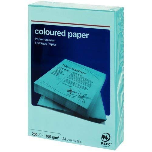 Best Value A4 250 Sheets Coloured Paper Card 160gsm - Intensive Blue - Ream-Wrapped