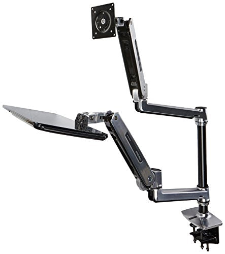 Ergotron WorkFit-LX Sit-Stand Desk Mount System - Mounting kit (articulating arm, pole, keyboard arm, 2 extension brackets, wrist rest, 2 collars, mount bracket, grommet base, keyboard tray, desk clamp base) for LCD display / keyboard / mouse - aluminium - polished aluminium - screen size: up to 42" - desktop