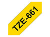 Brother TZe-661 - Standard adhesive - black on yellow - Roll (3.6 cm x 8 m) 1 roll(s) laminated tape - for P-Touch PT-3600, 530, 550, 9200, 9400, 9500, 9600, 9700, 9800, D800, E800, P900, P950