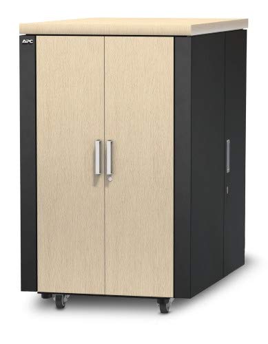 APC NetShelter CX Secure Soundproof Server Room in a Box Enclosure - Shock Packaging - Rack cabinet - with power distribution unit - grey, oak - 24U - 19"