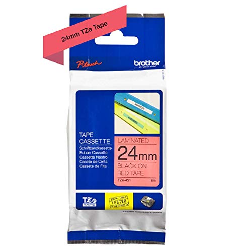 Best Value Brother TZe-451 24 mm (W) x 8 m (L) Labelling Tape Cassette Laminated Brother Genuine Supplies - Black on Red