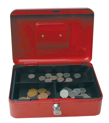 Best Value Cathedral 30 cm 12-Inch Value Metal Cash Box - Red