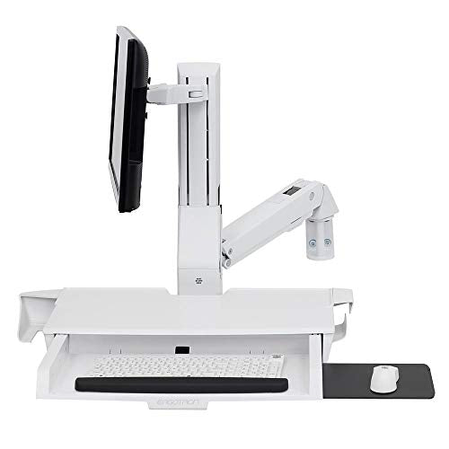 Ergotron StyleView Combo Arm with Worksurface & Pan - Mounting kit (wrist rest, wall mount bracket, track mount bracket kit, slide-out mouse tray, monitor mount, combo arm, work surface with keyboard tray, scanner and mouse holder) - for LCD display / PC equipment - aluminium, high-grade plastic - white - screen size: up to 24" - wall-mountable