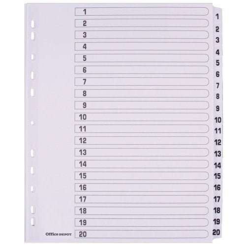 Best Value punched Dividers A4 Extra Wide 1-20 Numeric White