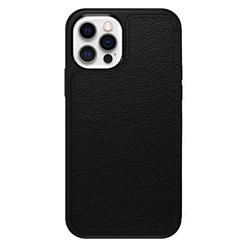 OtterBox Strada Series Folio - Flip cover for mobile phone - leather, polycarbonate, metal latch - shadow black - slim design