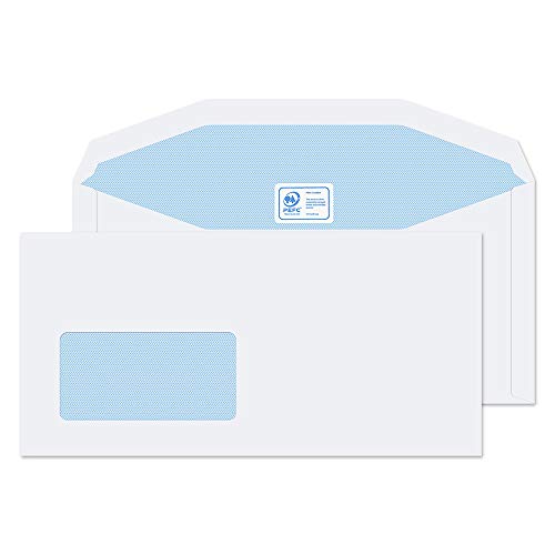 Best Value Blake Purely Everyday DL+ 114 x 235 mm 90 gsm Mailer Gummed Low Window Envelopes (3904) White - Pack of 1000