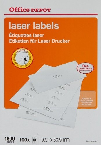 Best Value 16 Label Sheet- Laser Labels(99.1 x 33.9 mm) - 100 x Sheets Rounded Corners-1600 Labels-Q7S