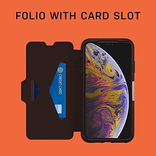 OtterBox Strada Series - Flip cover for mobile phone - leather, polycarbonate - shadow - for Apple iPhone X, XS