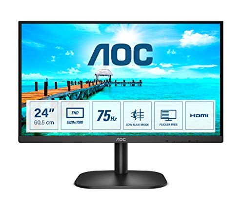 AOC Basic Line 24B2XHM2 23.8 Inch 1920 x 1080 Full HD 1080p 75Hz 4ms VA HDMI VGA LED Monitor Black