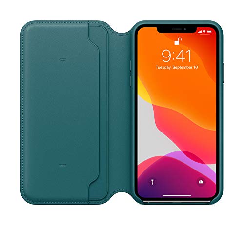 Apple Folio - Flip cover for mobile phone - leather - peacock - for iPhone 11 Pro Max