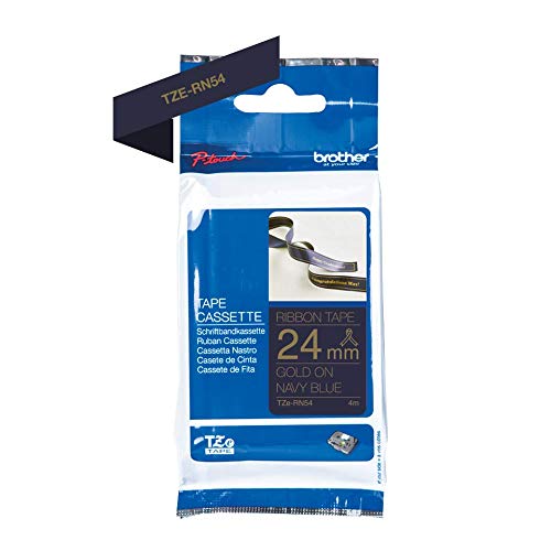 Brother TZe-Rn54 - Satin - gold on navy blue - Roll (2.4 cm x 4 m) 1 roll(s) ribbon tape - for Brother PT-D600, P-Touch PT-3600, D600, D800, E550, P750, P900, P950, P-Touch EDGE PT-P750