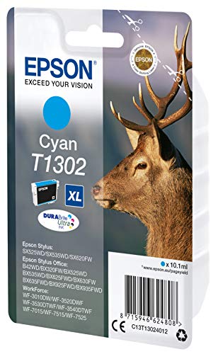 Epson T1302 - 10.1 ml - cyan - blister with RF/acoustic alarm - ink cartridge - for Stylus Office BX630, BX635, BX935, WorkForce WF-3010, 3520, 3530, 3540, 7015, 7515, 7525